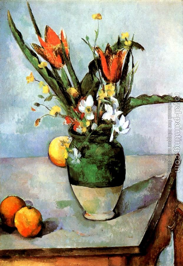 Paul Cezanne : Still Life with Tulips and Apples